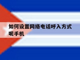 如何设置网络电话呼入方式呢手机