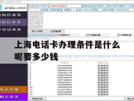 上海电话卡办理条件是什么呢要多少钱的简单介绍