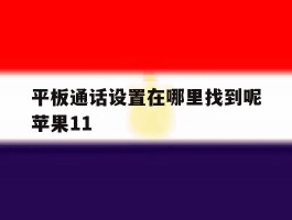 平板通话设置在哪里找到呢苹果11