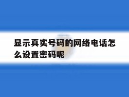显示真实号码的网络电话怎么设置密码呢