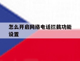 怎么开启网络电话拦截功能设置