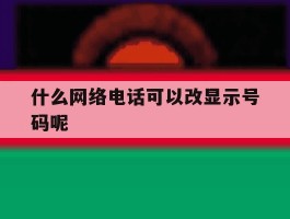 什么网络电话可以改显示号码呢