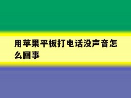用苹果平板打电话没声音怎么回事