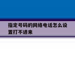 指定号码的网络电话怎么设置打不进来