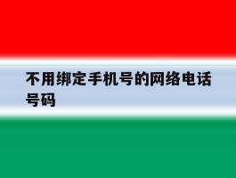 不用绑定手机号的网络电话号码
