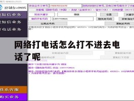 网络打电话怎么打不进去电话了呢