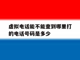 虚拟电话能不能查到哪里打的电话号码是多少