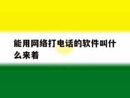 能用网络打电话的软件叫什么来着