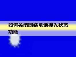 如何关闭网络电话接入状态功能