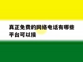 真正免费的网络电话有哪些平台可以接