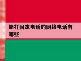 能打固定电话的网络电话有哪些