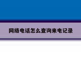 网络电话怎么查询来电记录