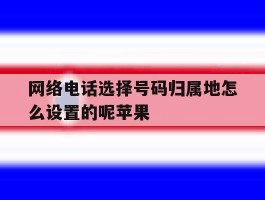 网络电话选择号码归属地怎么设置的呢苹果