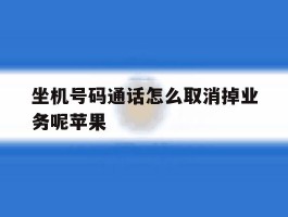 关于坐机号码通话怎么取消掉业务呢苹果的信息