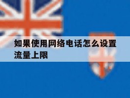 如果使用网络电话怎么设置流量上限