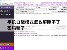 手机口袋模式怎么解除不了密码锁了