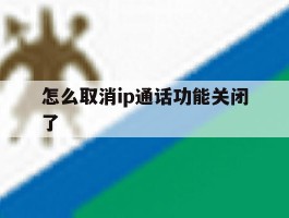 怎么取消ip通话功能关闭了