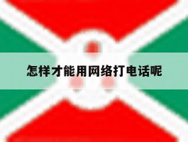 怎样才能用网络打电话呢