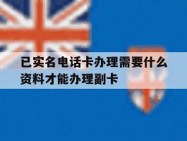 已实名电话卡办理需要什么资料才能办理副卡的简单介绍