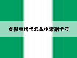虚拟电话卡怎么申请副卡号