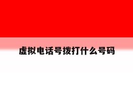 虚拟电话号拨打什么号码