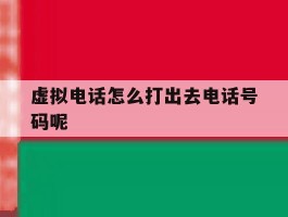 虚拟电话怎么打出去电话号码呢