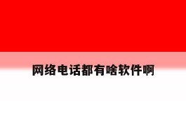 网络电话都有啥软件啊