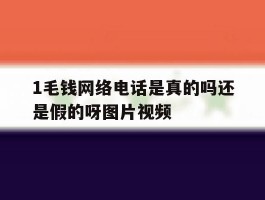 1毛钱网络电话是真的吗还是假的呀图片视频的简单介绍