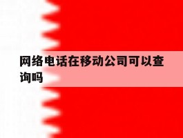 网络电话在移动公司可以查询吗