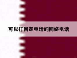 可以打固定电话的网络电话