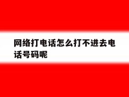 网络打电话怎么打不进去电话号码呢