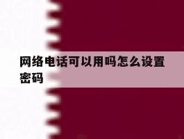 网络电话可以用吗怎么设置密码