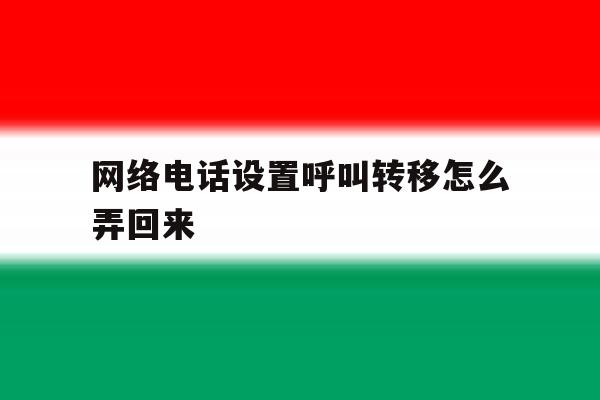 网络电话设置呼叫转移怎么弄回来 网络电话设置呼叫转移怎么弄回来