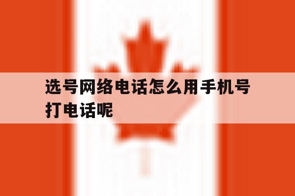 关于选号网络电话怎么用手机号打电话呢的信息 关于选号网络电话怎么用手机号打电话呢的信息