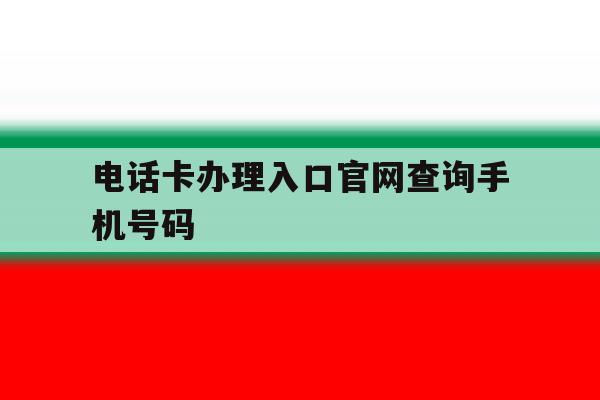 电话卡办理入口官网查询手机号码 电话卡办理入口官网查询手机号码